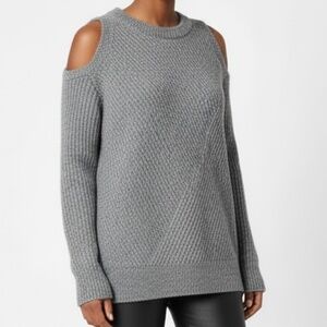All Saints Terra Cold Shoulder Gray Sweater Sz S  Lagenlook Boho Edgy
